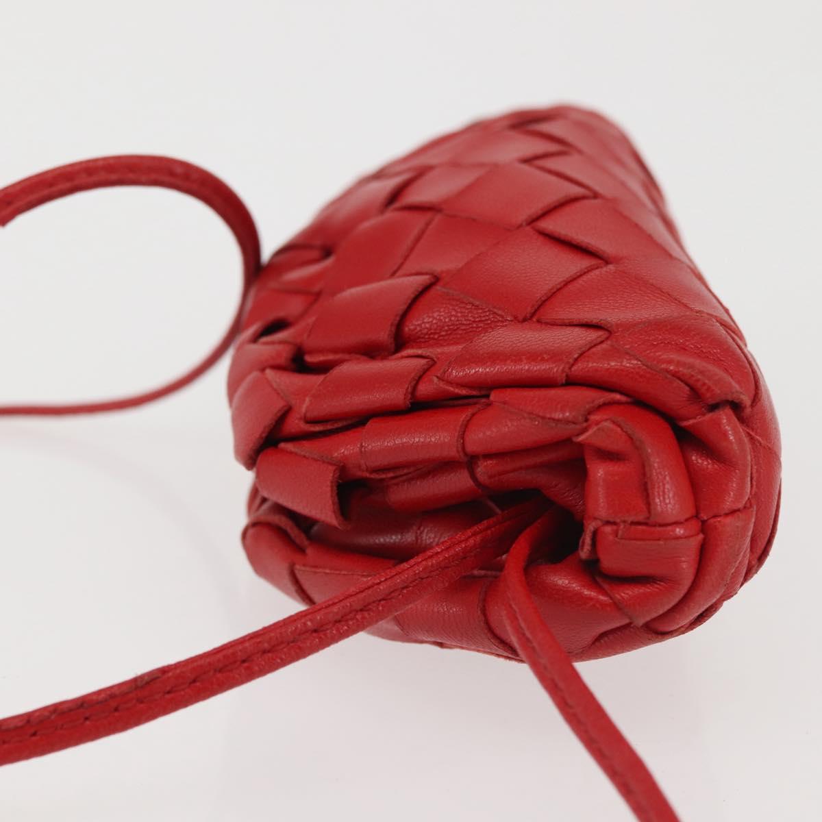 BOTTEGA VENETA INTRECCIATO Shoulder Bag Leather Red Auth 141432