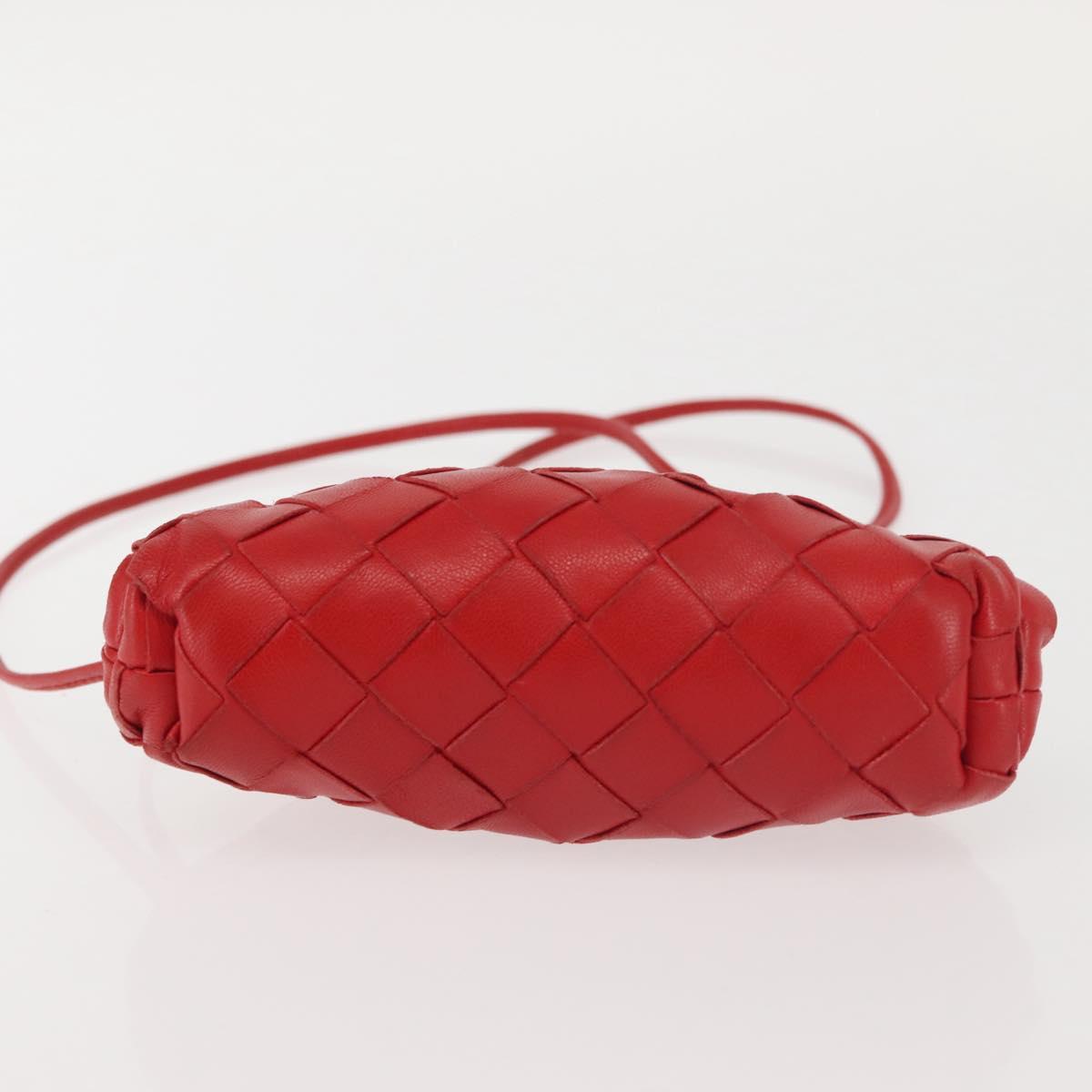 BOTTEGA VENETA INTRECCIATO Shoulder Bag Leather Red Auth 141432