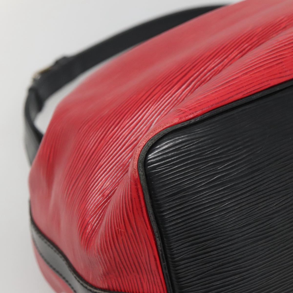 LOUIS VUITTON Epi Petit Noe Shoulder Bag Bicolor Black Red M44017 LV Auth 141440