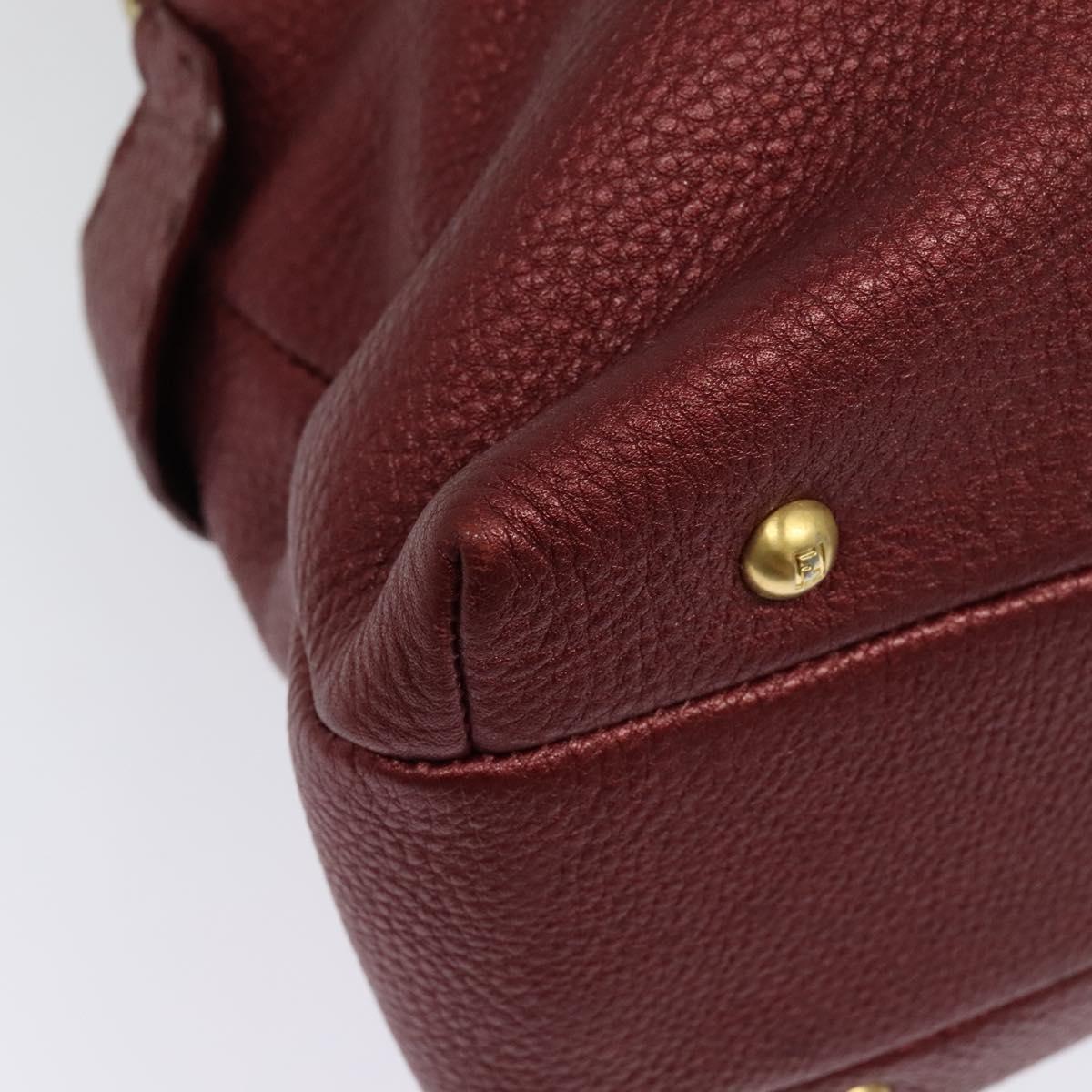 FENDI Celeria Shoulder Bag Leather Red Gold Auth 141479
