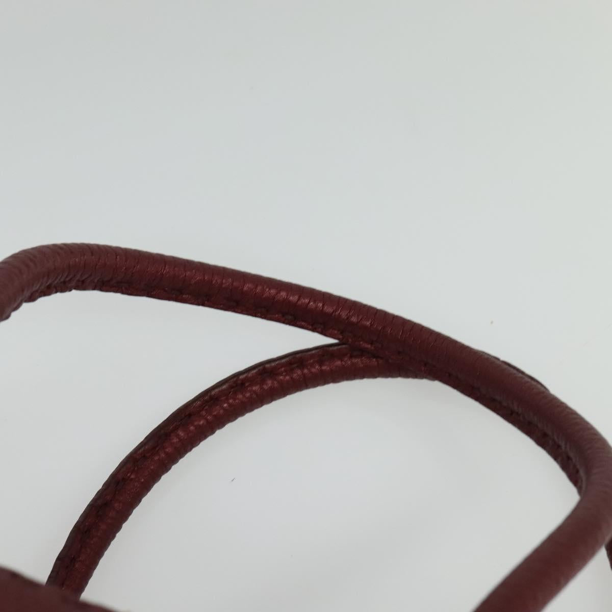 FENDI Celeria Shoulder Bag Leather Red Gold Auth 141479