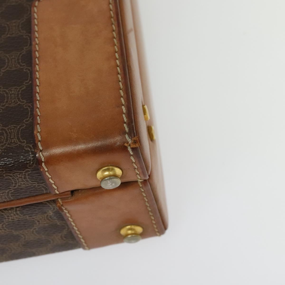 CELINE Macadam Canvas Trunk PVC Leather Brown Gold Auth 141482A