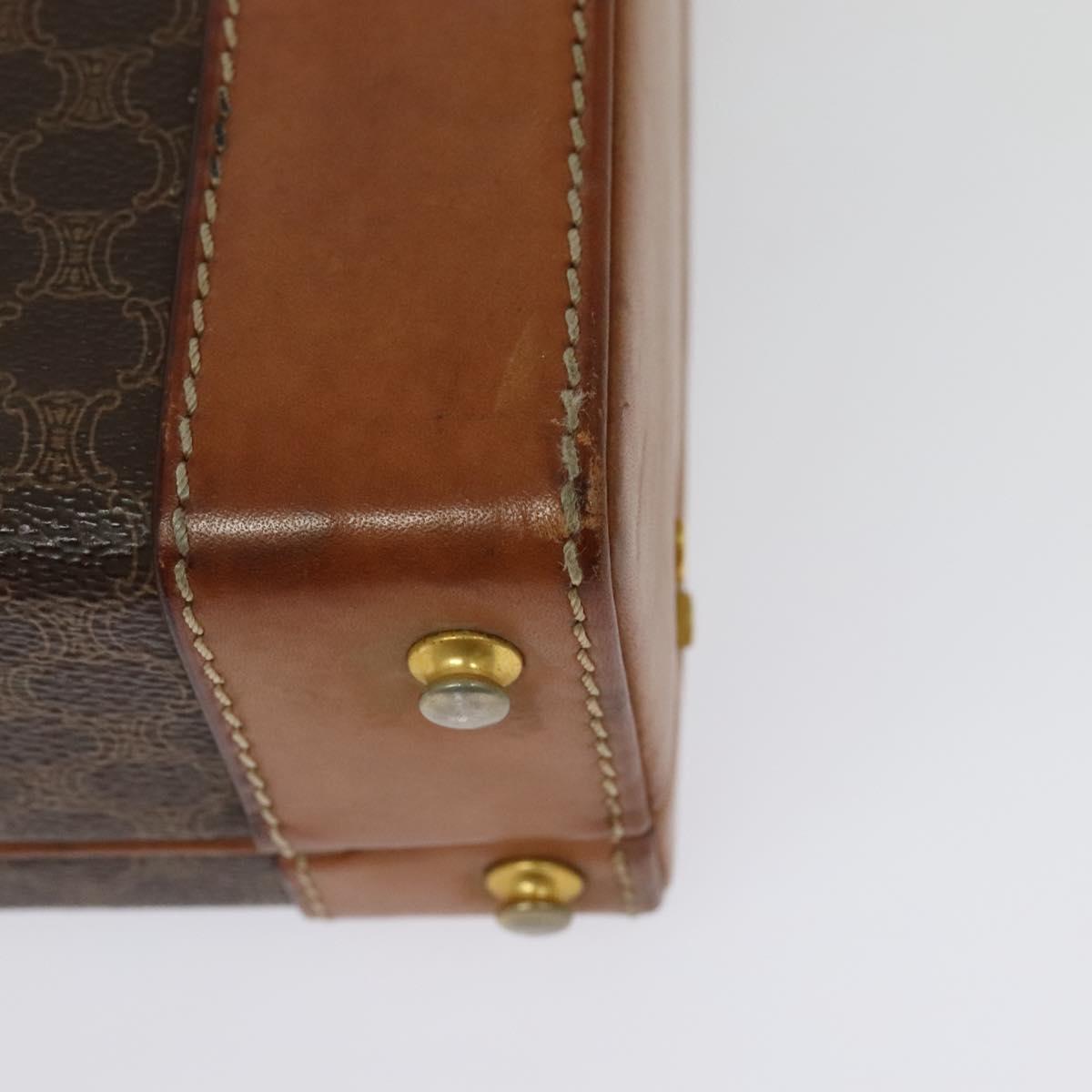 CELINE Macadam Canvas Trunk PVC Leather Brown Gold Auth 141482A