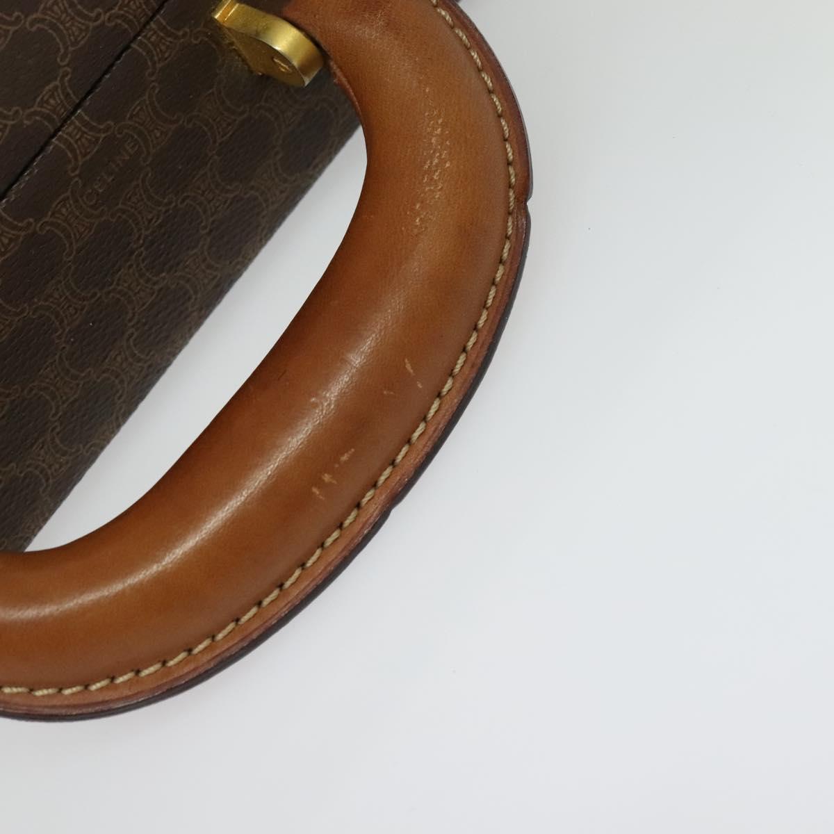 CELINE Macadam Canvas Trunk PVC Leather Brown Gold Auth 141482A