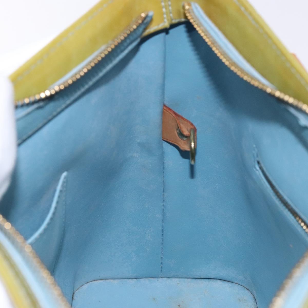 LOUIS VUITTON Monogram Vernis Houston Hand Bag Baby Blue M91005 LV Auth 141488