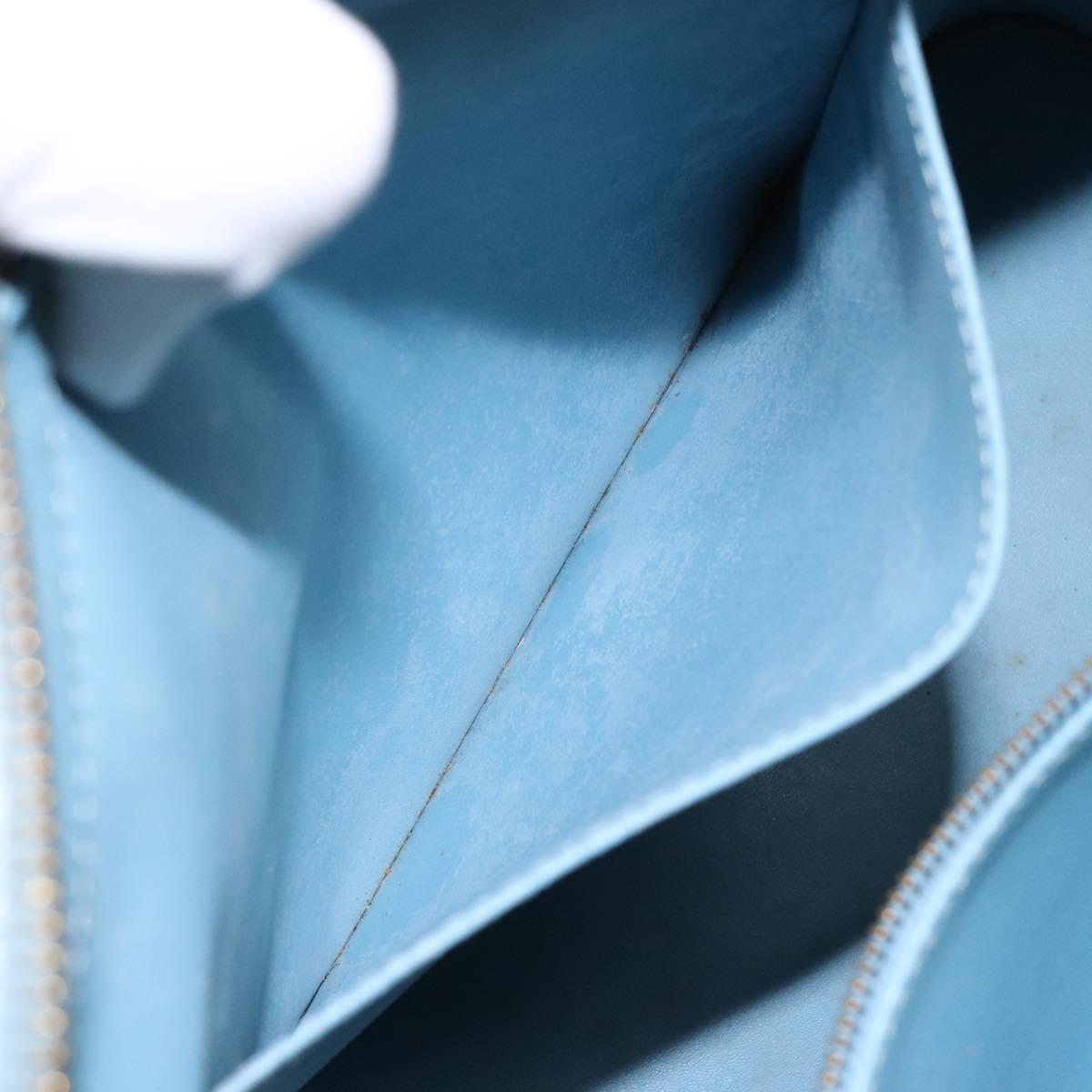 LOUIS VUITTON Monogram Vernis Houston Hand Bag Baby Blue M91005 LV Auth 141488