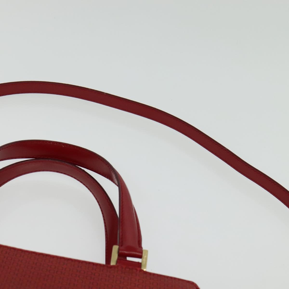 Salvatore Ferragamo Gancini Hand Bag Leather 2way Red Gold Auth 141492