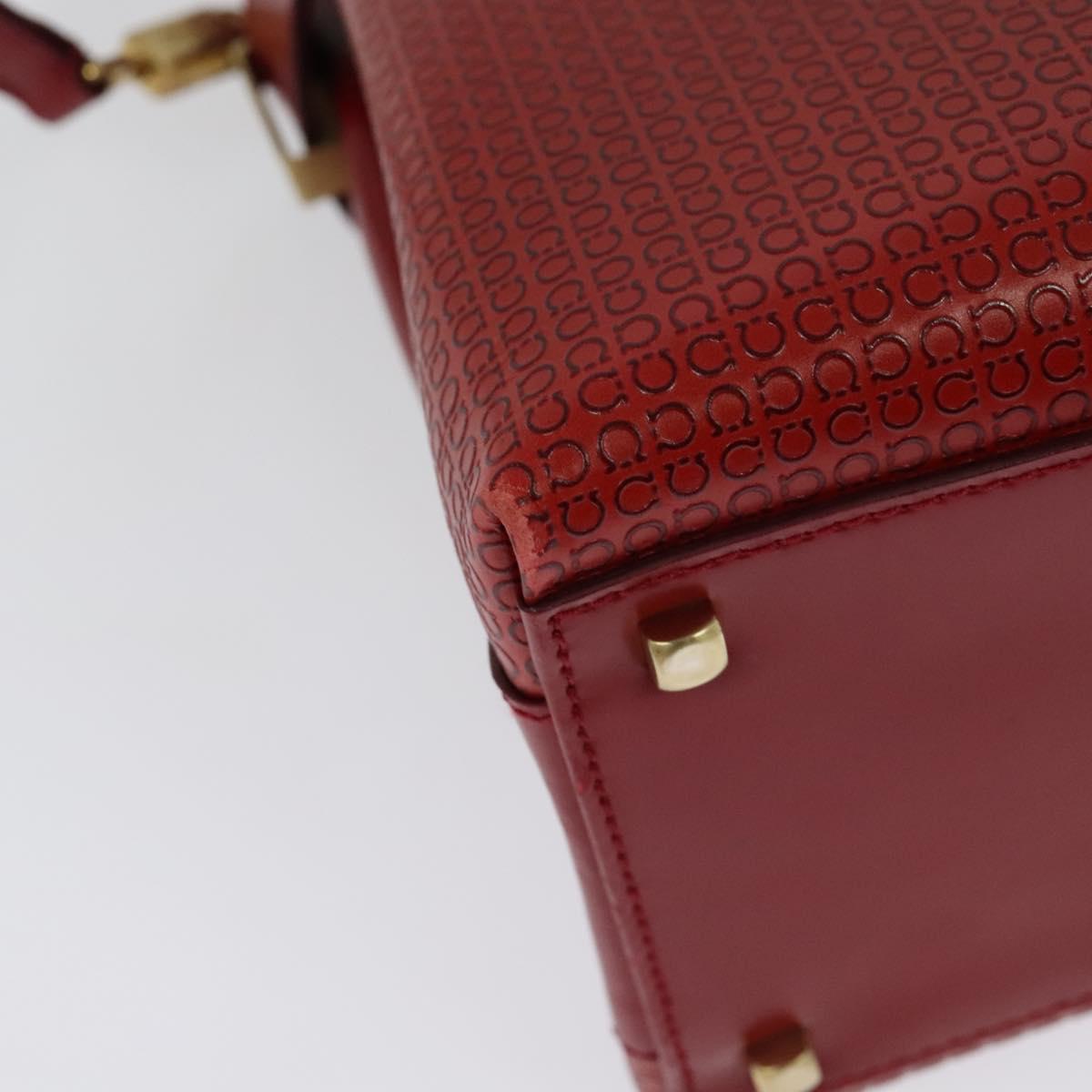Salvatore Ferragamo Gancini Hand Bag Leather 2way Red Gold Auth 141492