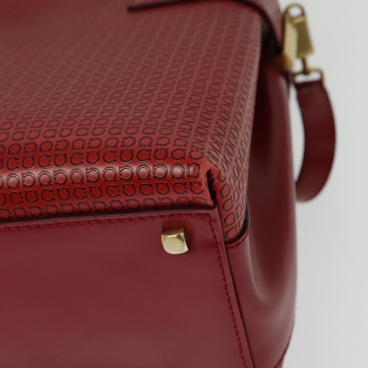 Salvatore Ferragamo Gancini Hand Bag Leather 2way Red Gold Auth 141492