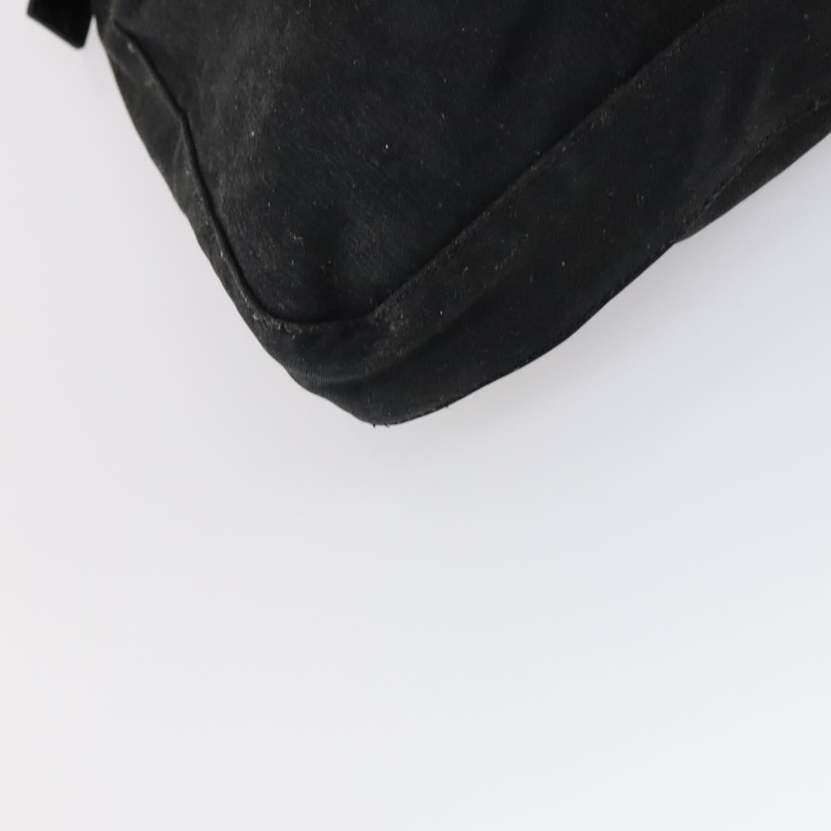FENDI Mamma Baguette Shoulder Bag Cotton Black Silver Auth 141493