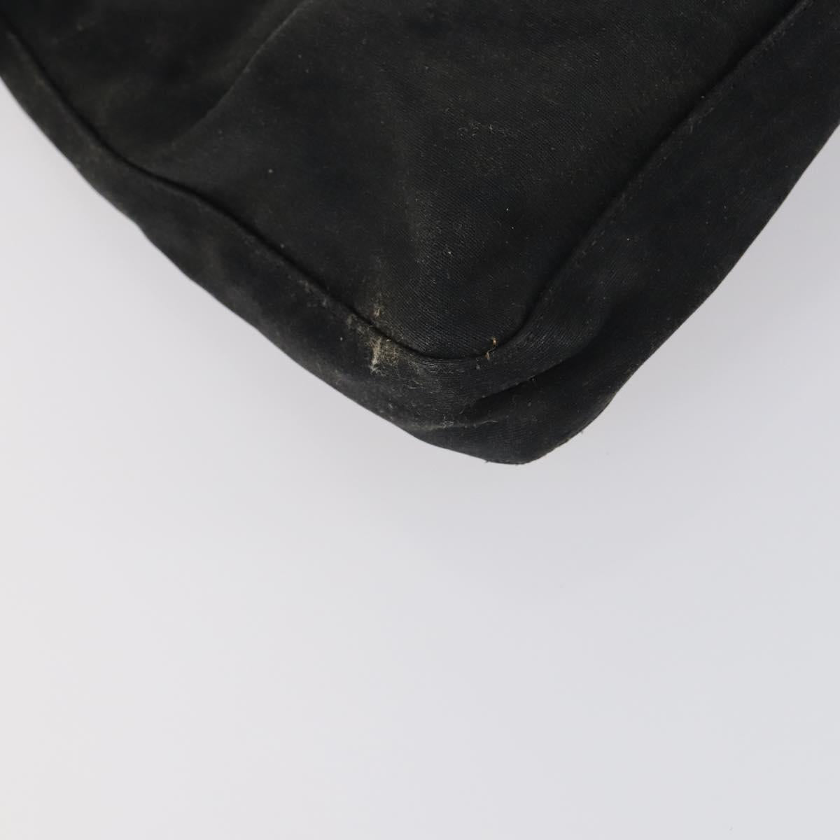 FENDI Mamma Baguette Shoulder Bag Cotton Black Silver Auth 141493