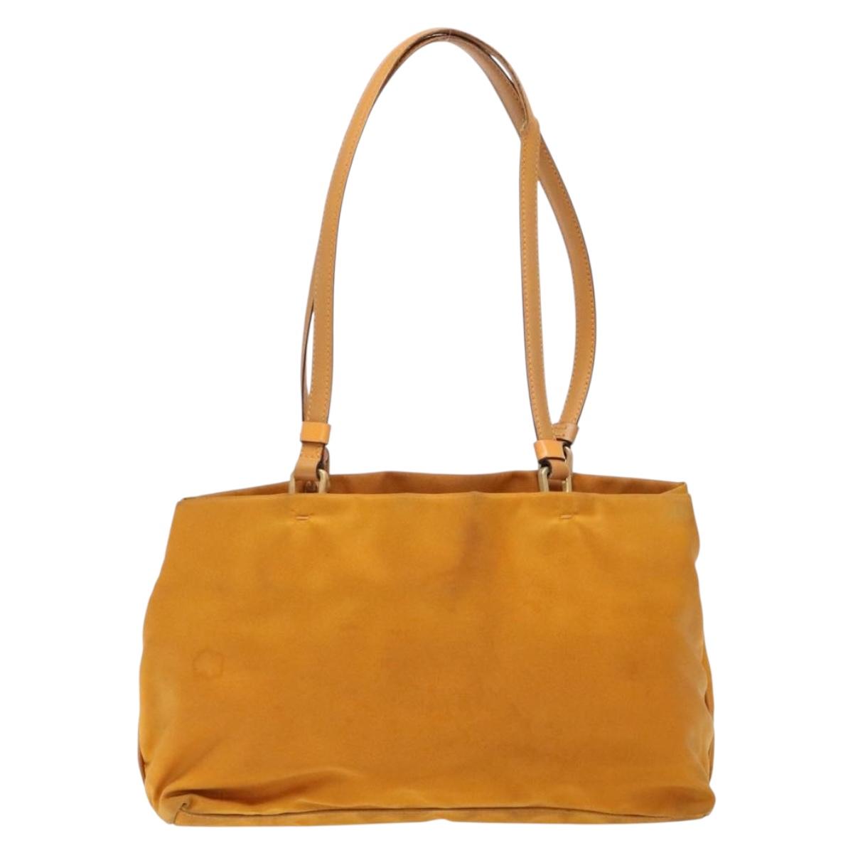 PRADA Shoulder Bag Nylon Orange Gold Auth 141517