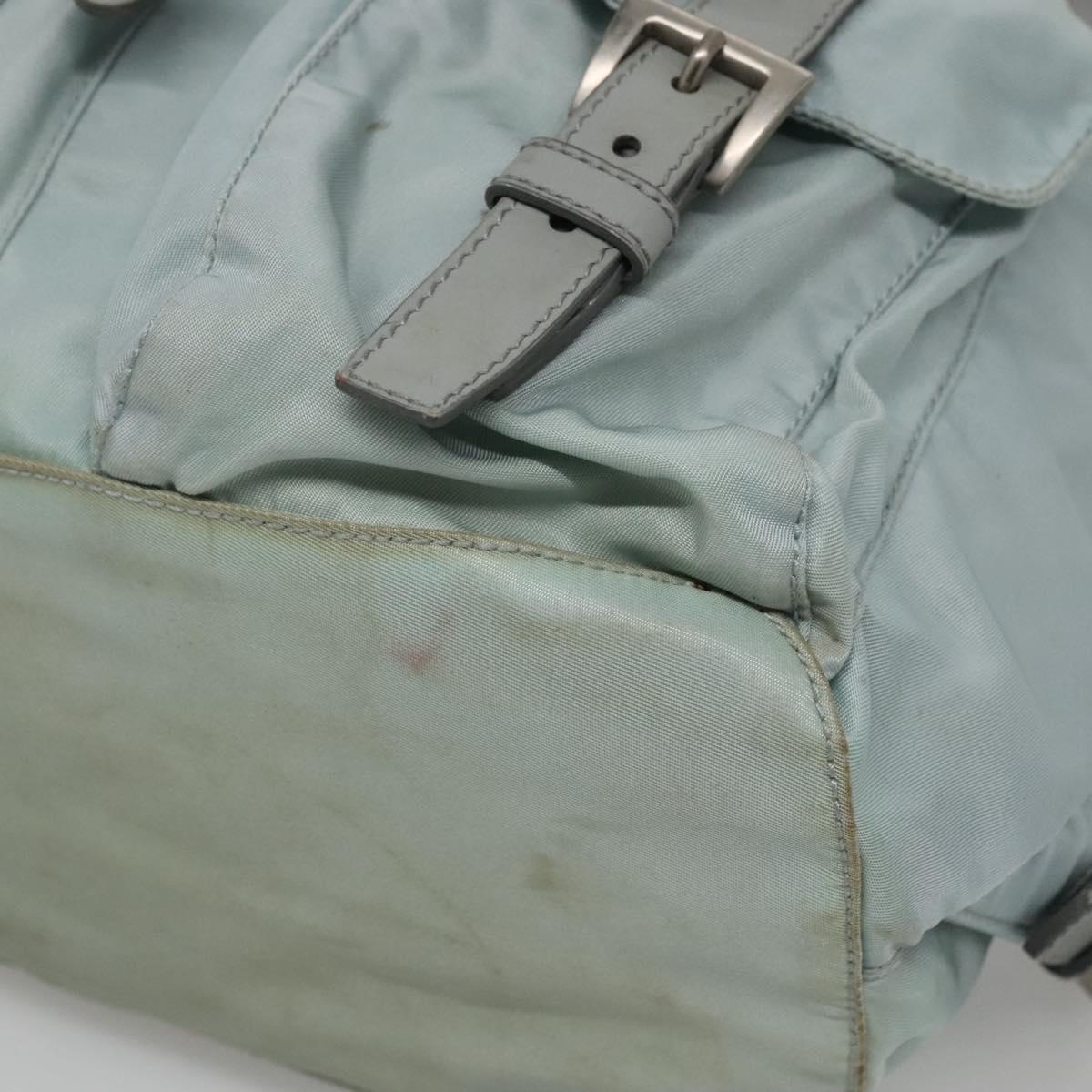 PRADA Backpack Nylon Light Blue Silver Auth 141519