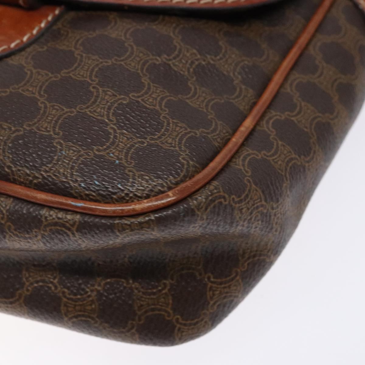 CELINE Macadam Canvas Shoulder Bag PVC Leather Brown Gold Auth 141524