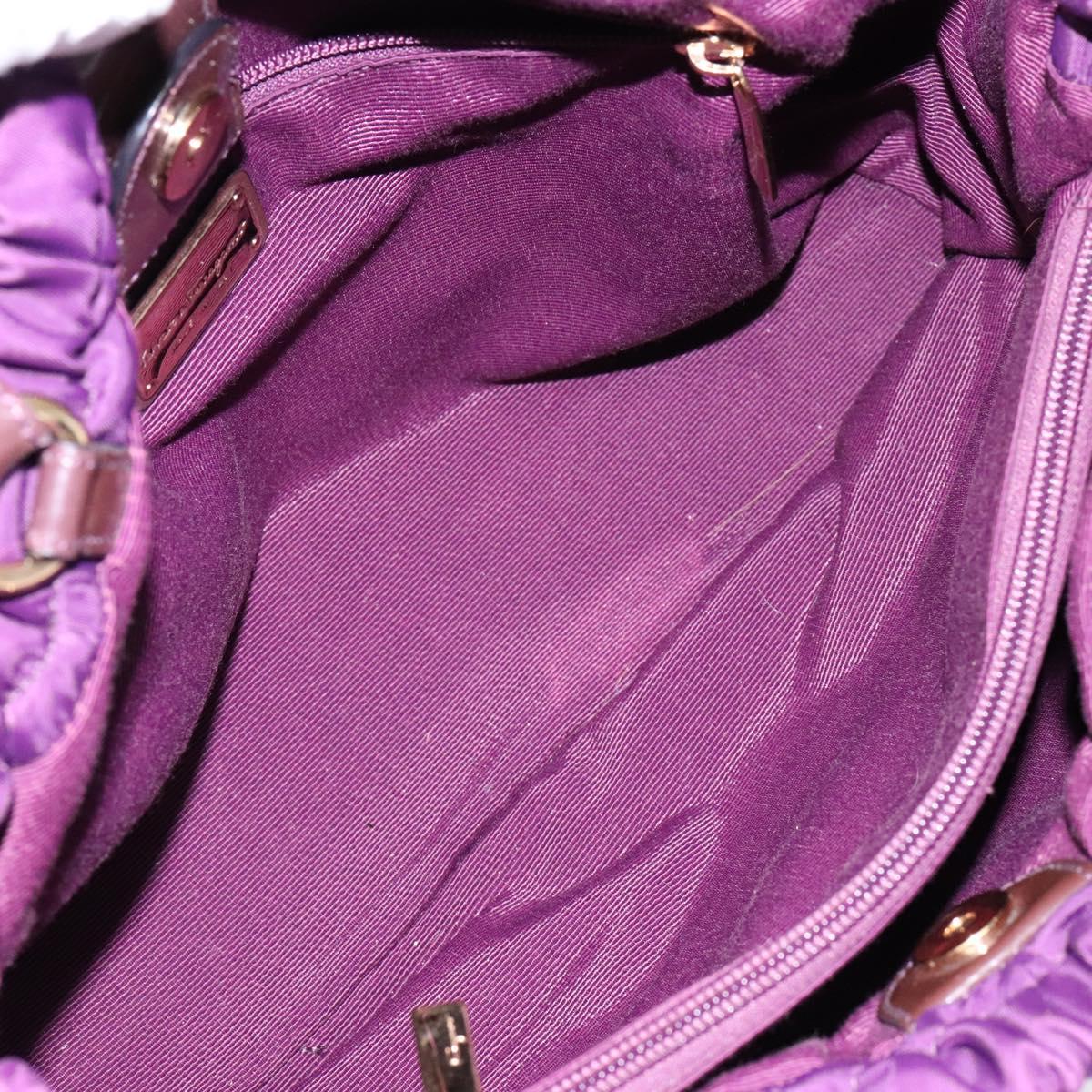 Salvatore Ferragamo Vala Shoulder Bag Nylon Purple Gold Auth 141527