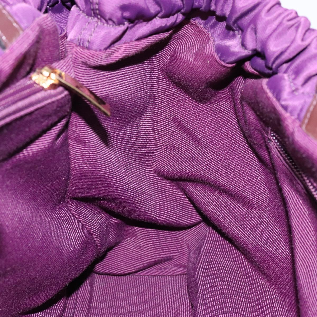 Salvatore Ferragamo Vala Shoulder Bag Nylon Purple Gold Auth 141527