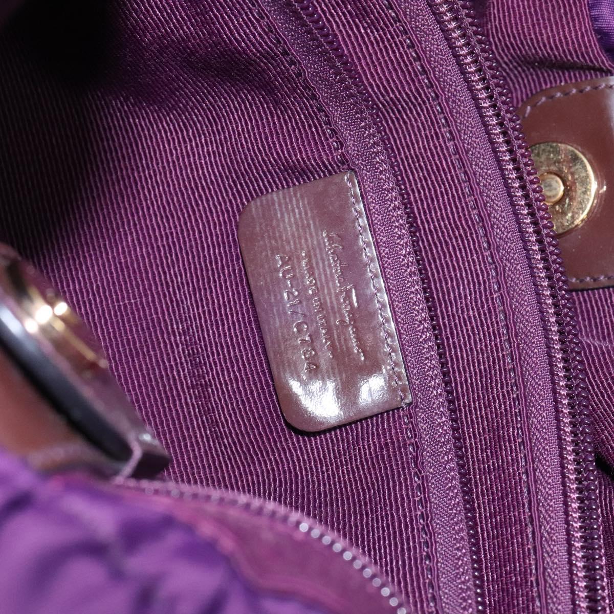 Salvatore Ferragamo Vala Shoulder Bag Nylon Purple Gold Auth 141527