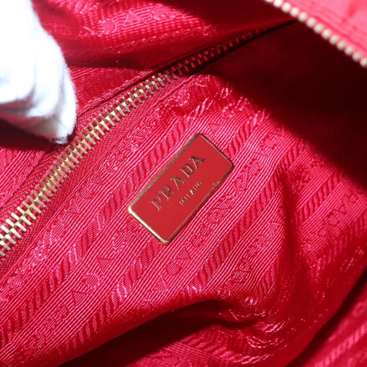 PRADA Shoulder Bag Nylon Red Gold Auth 141529