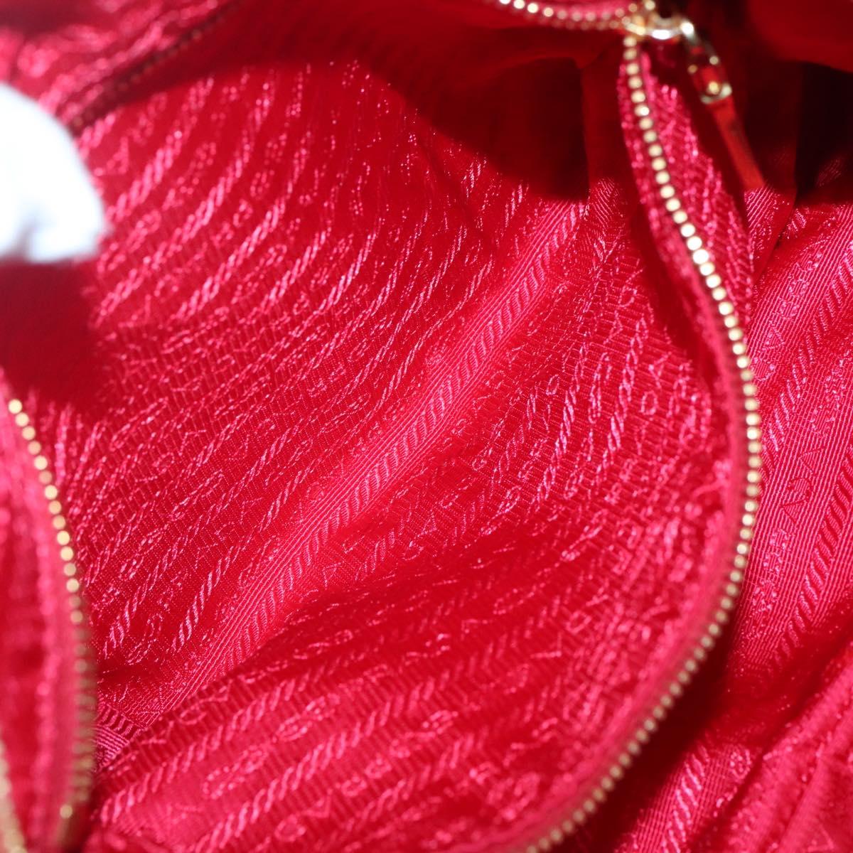 PRADA Shoulder Bag Nylon Red Gold Auth 141529