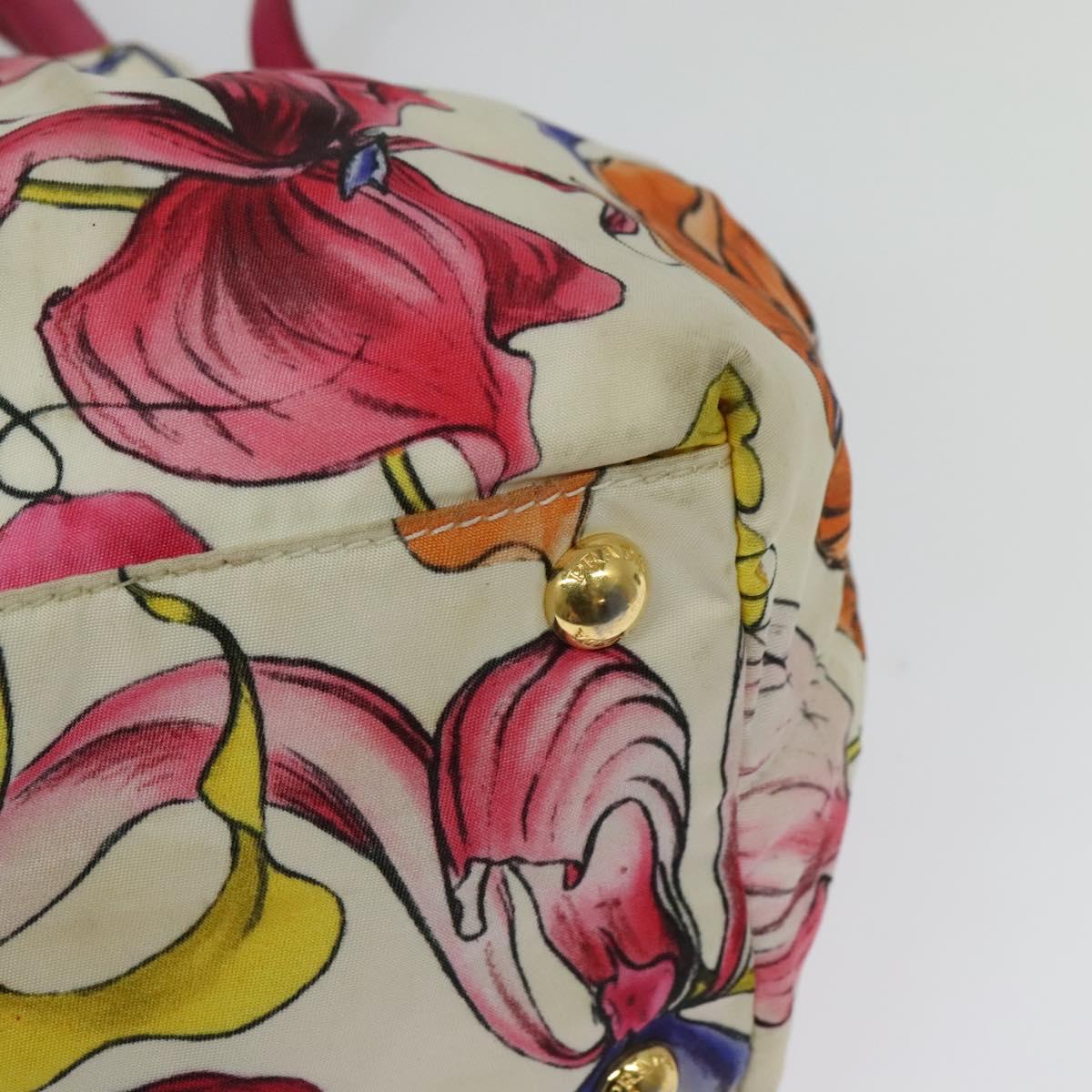 PRADA Hand Bag Nylon 2way White Gold Auth 141530