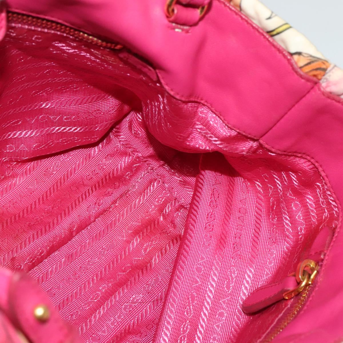 PRADA Hand Bag Nylon 2way White Gold Auth 141530