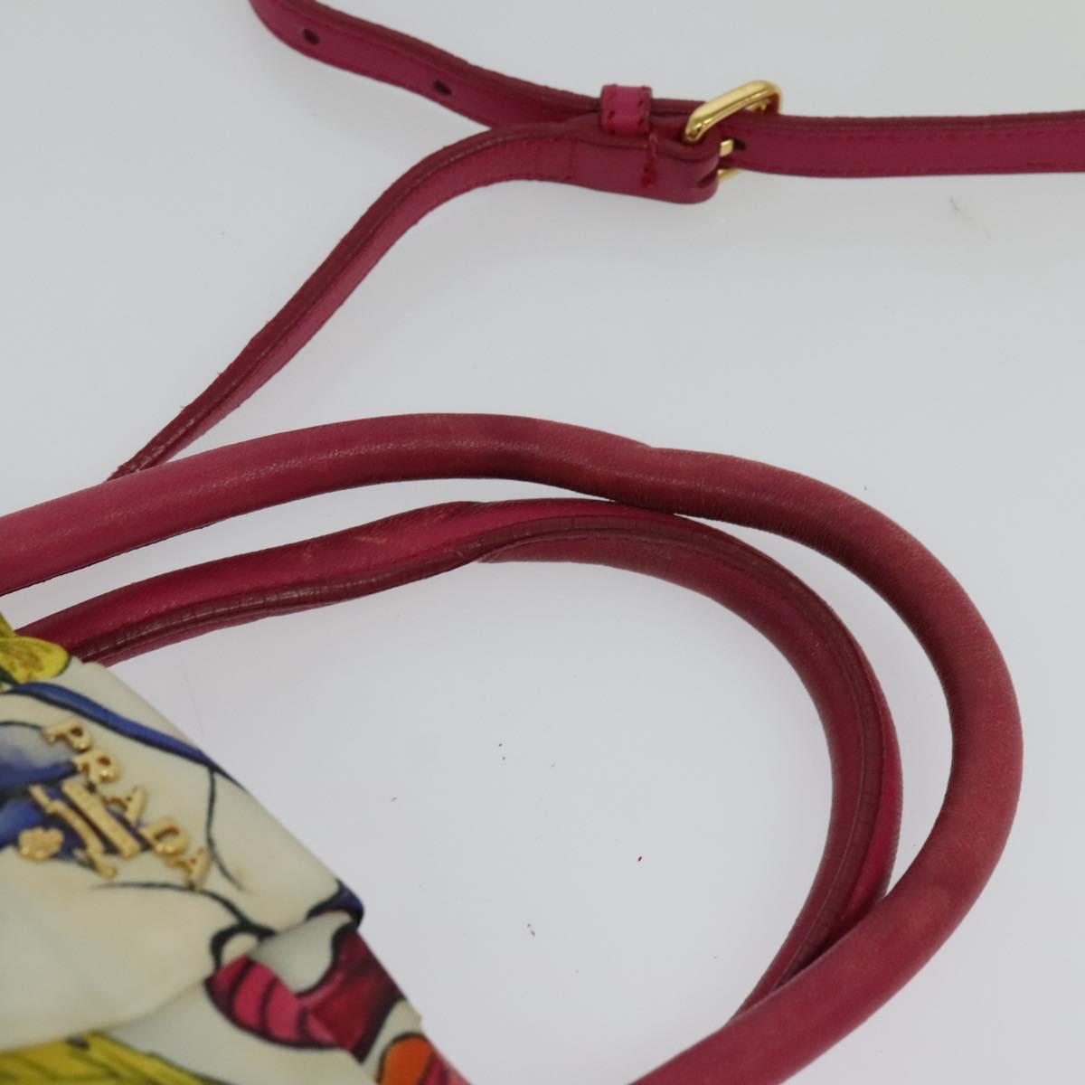 PRADA Hand Bag Nylon 2way White Gold Auth 141530