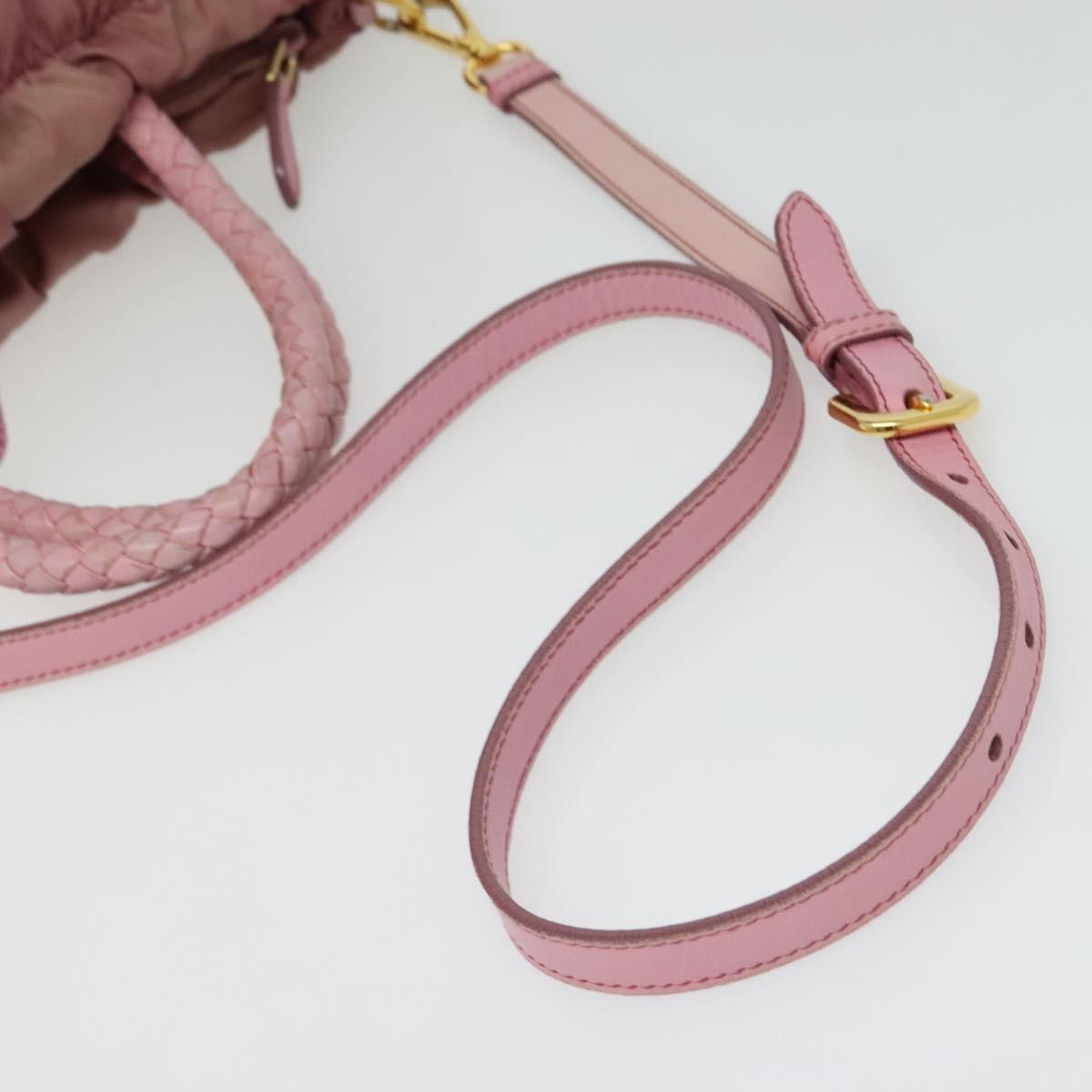 PRADA Hand Bag Nylon 2way Pink Gold Auth 141531