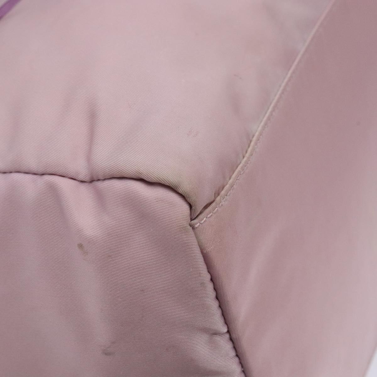 PRADA Boston Bag Nylon Pink Silver Auth 141532