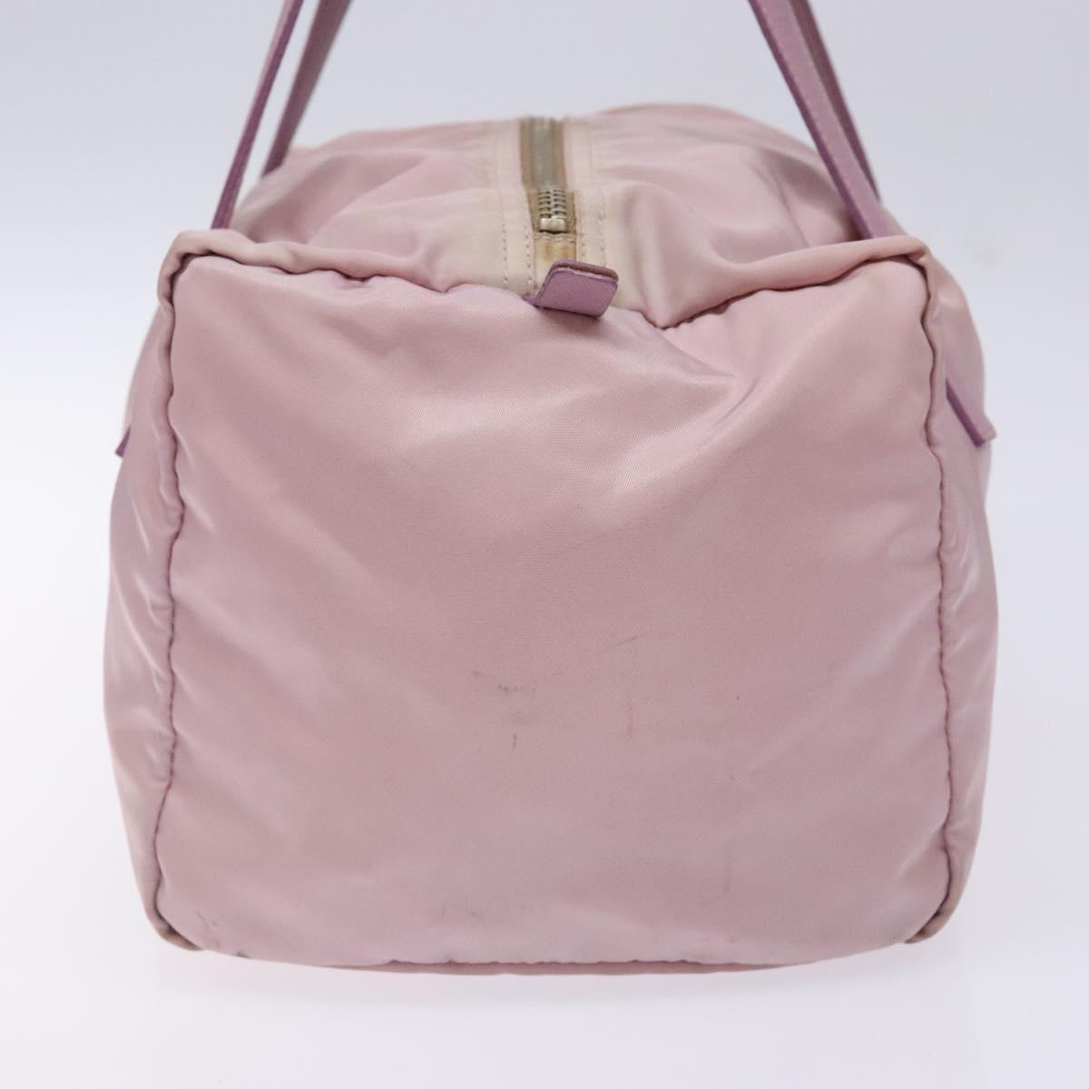 PRADA Boston Bag Nylon Pink Silver Auth 141532