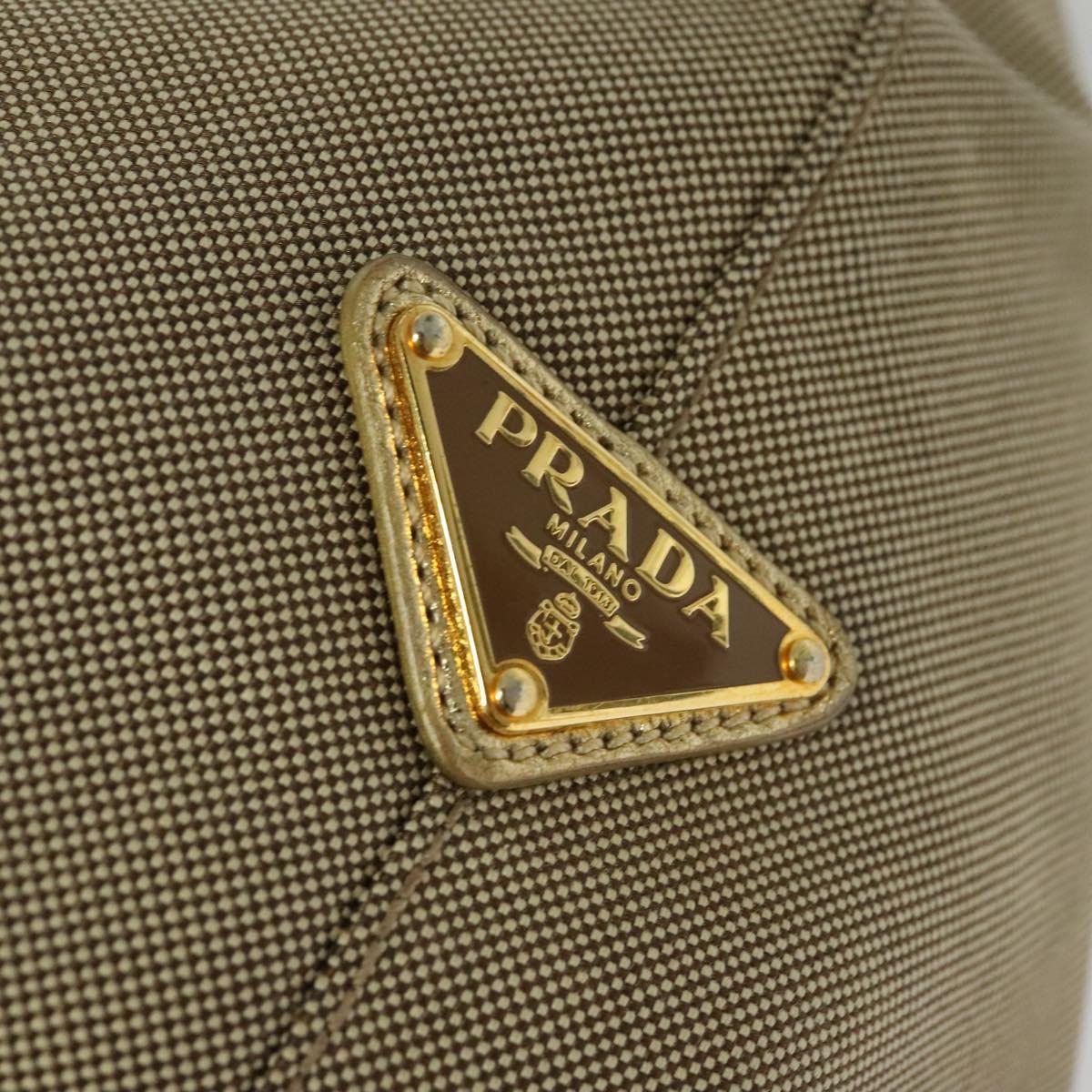 PRADA Logo jacquard Hand Bag Canvas 2way Beige Gold Auth 141533