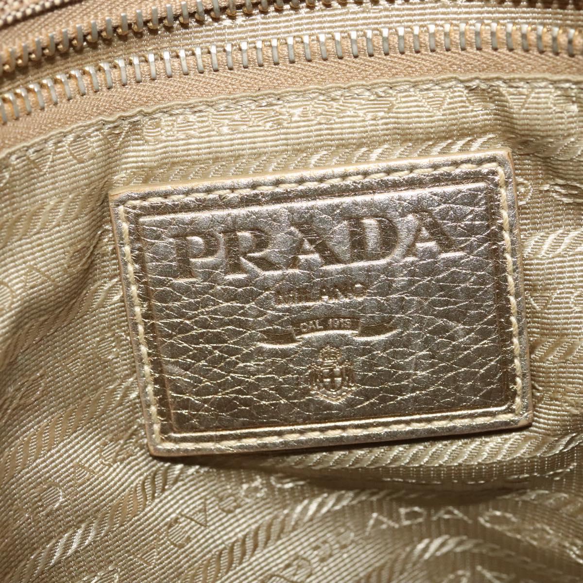 PRADA Logo jacquard Hand Bag Canvas 2way Beige Gold Auth 141533