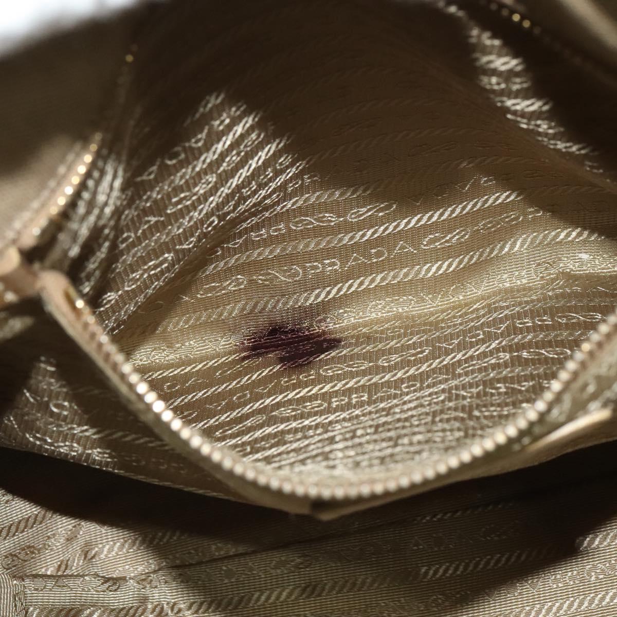 PRADA Logo jacquard Hand Bag Canvas 2way Beige Gold Auth 141533