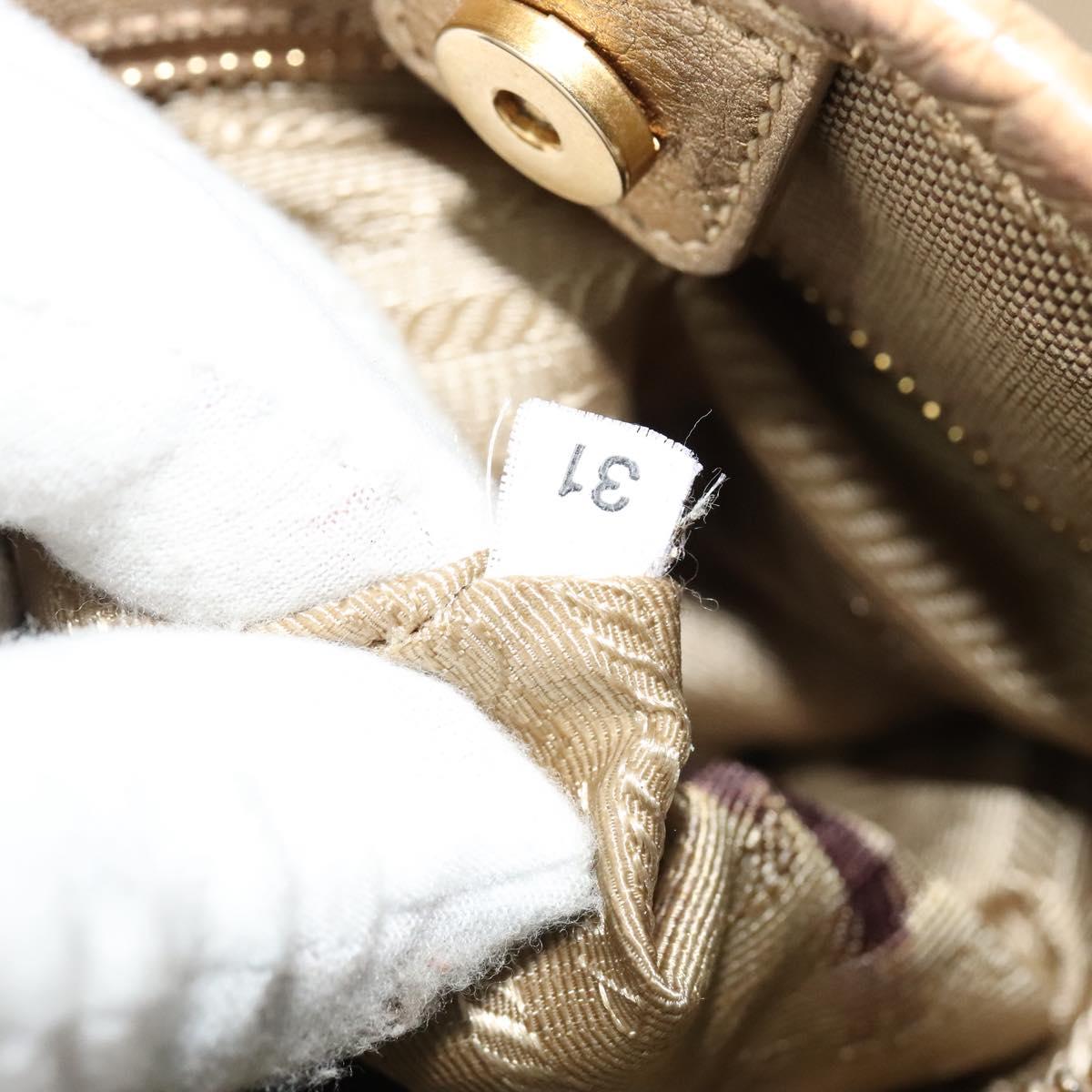 PRADA Logo jacquard Hand Bag Canvas 2way Beige Gold Auth 141533