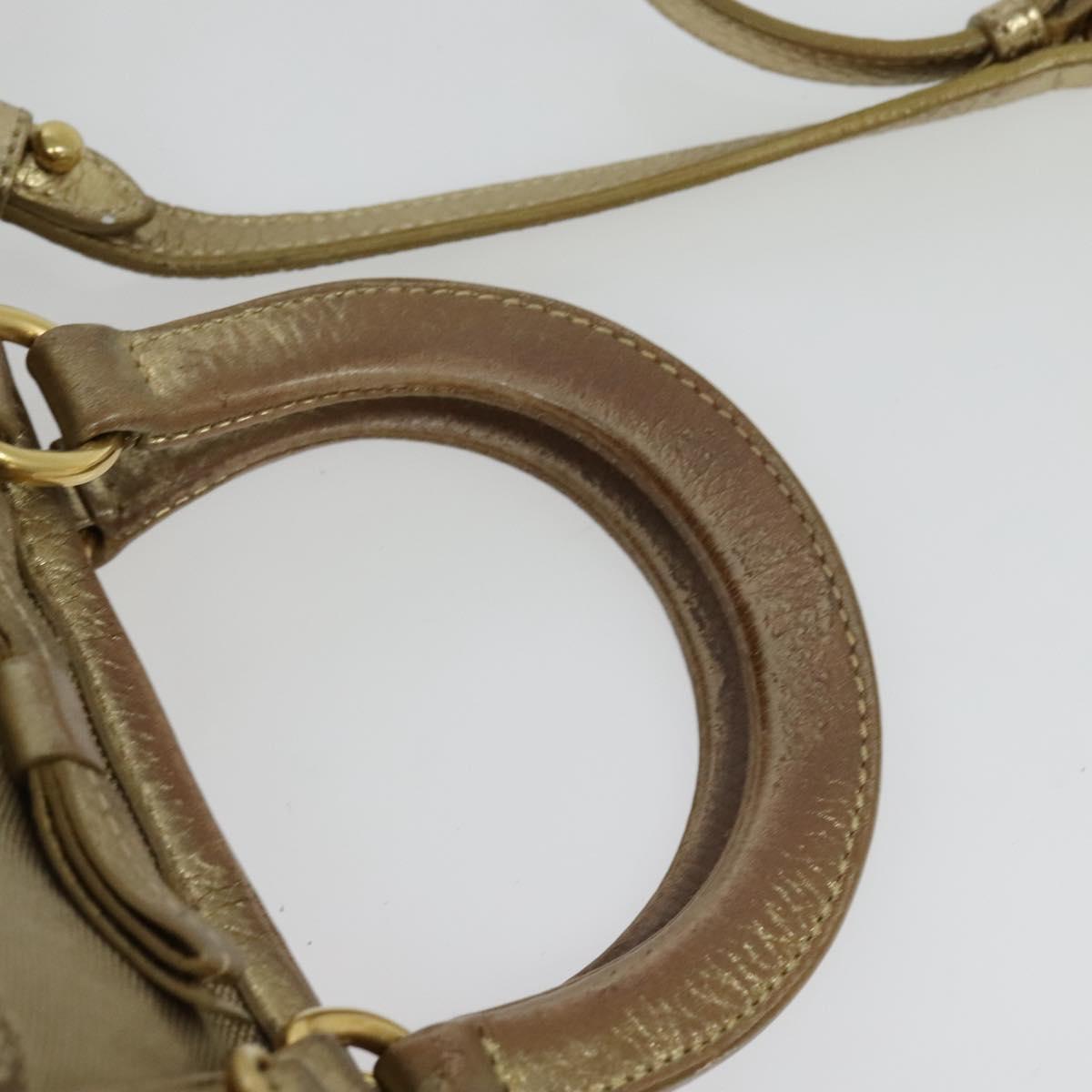 PRADA Logo jacquard Hand Bag Canvas 2way Beige Gold Auth 141533