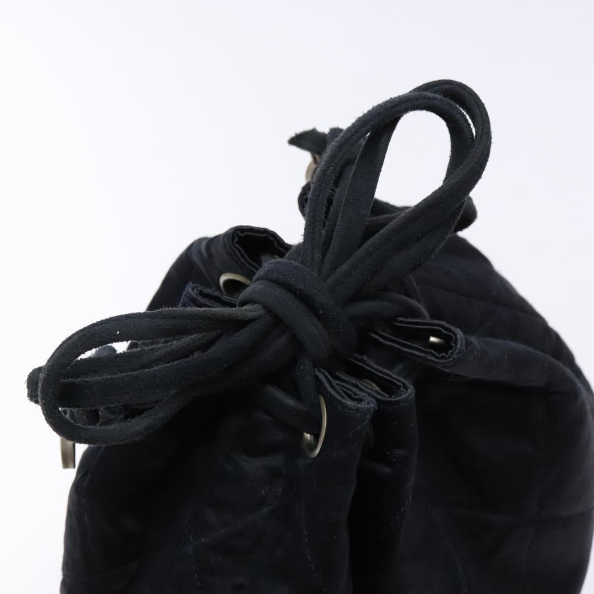 CHANEL Matelasse Pouch Satin Black CC Auth 141547