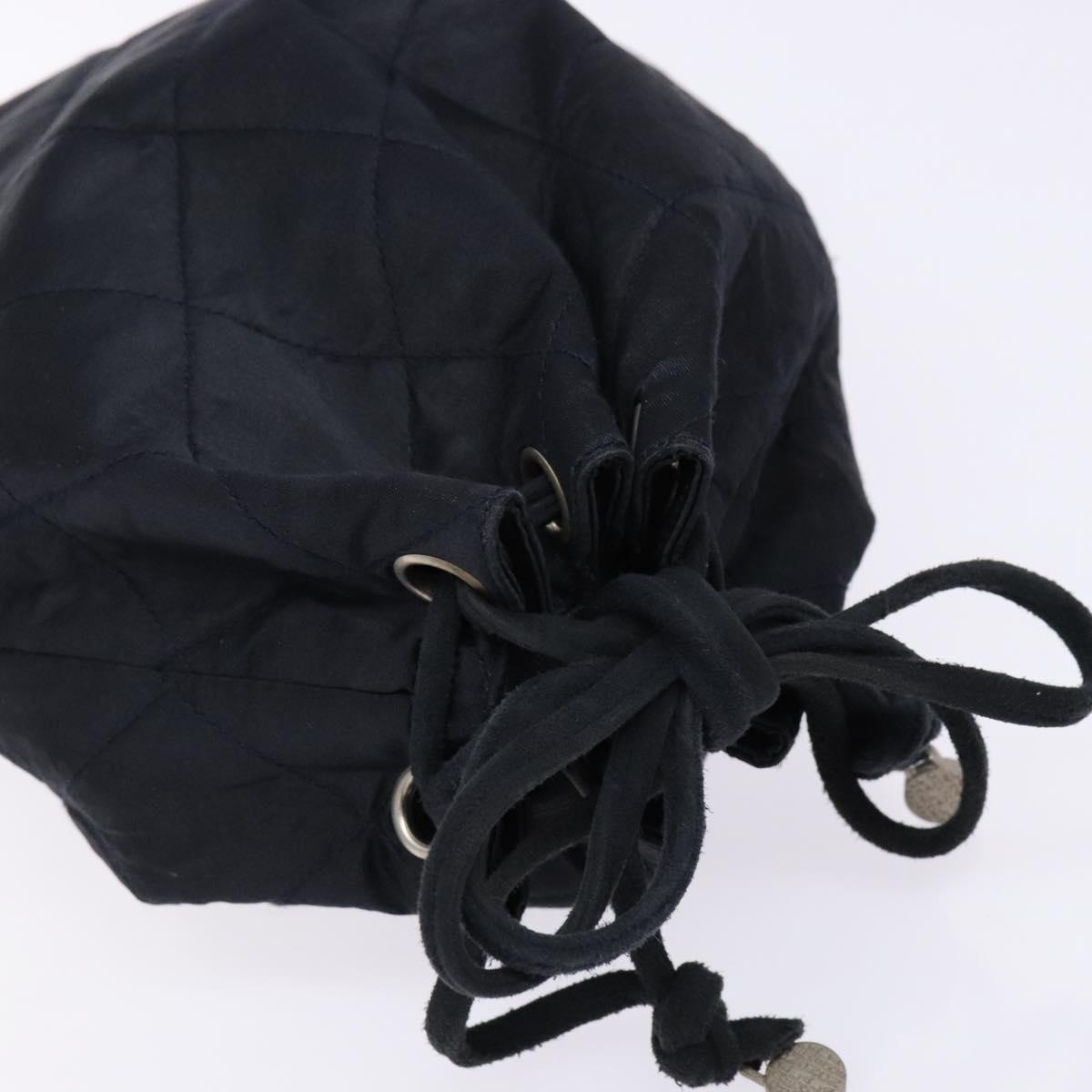 CHANEL Matelasse Pouch Satin Black CC Auth 141547