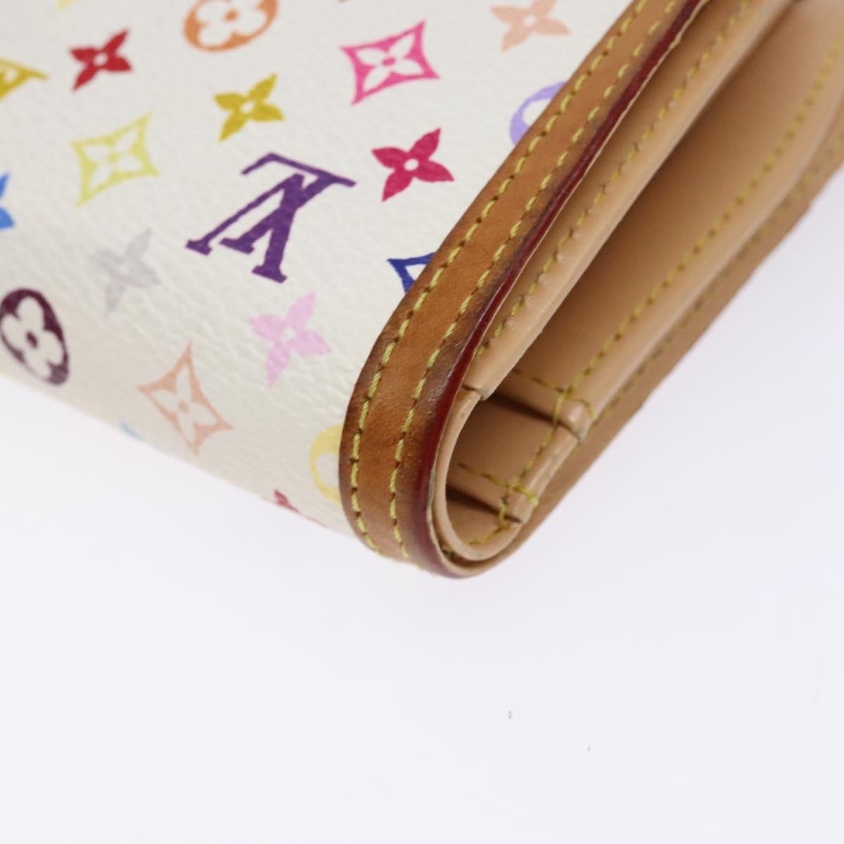 LOUIS VUITTON Multicolor Portefeuille Viennois Wallet White M92987 Auth 141553