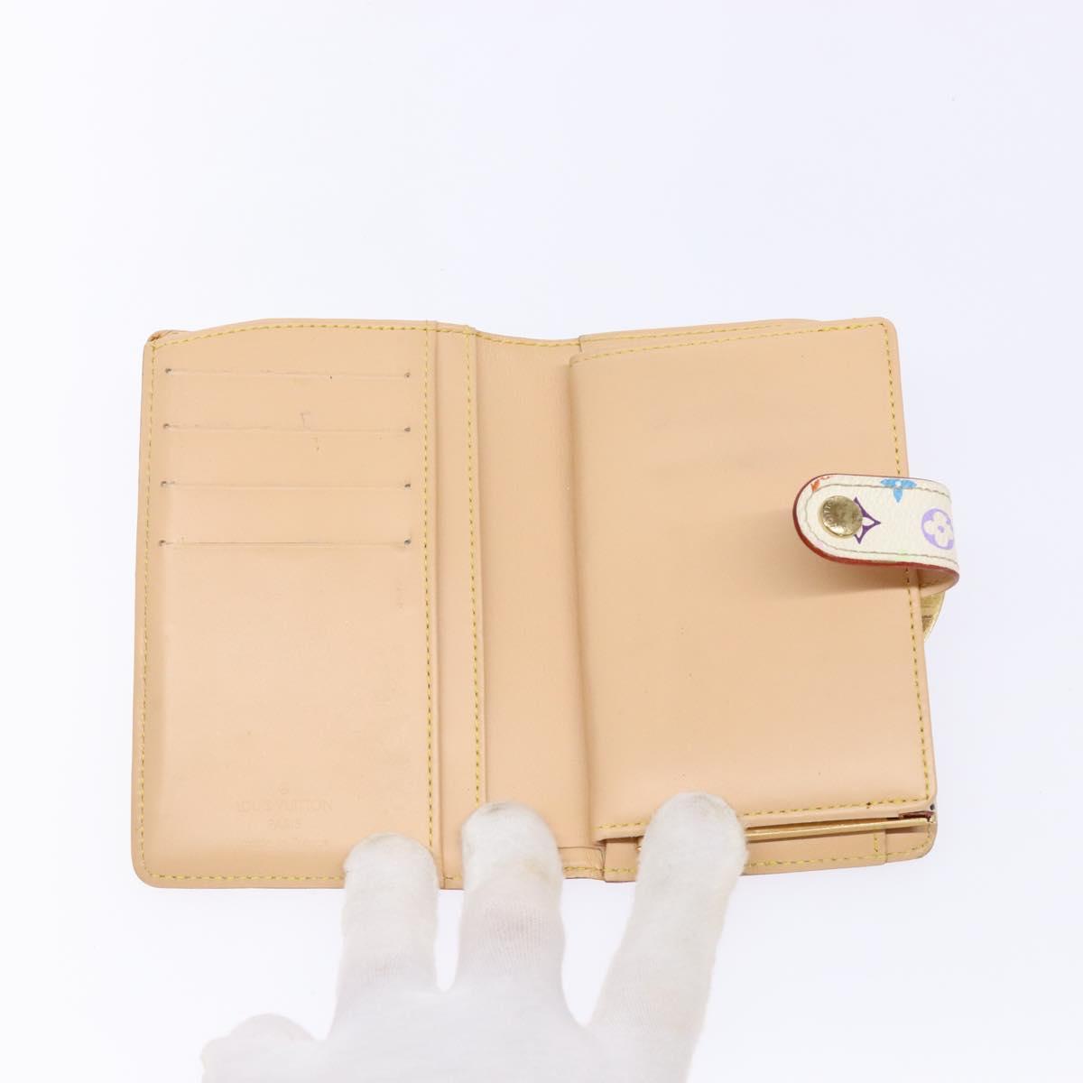 LOUIS VUITTON Multicolor Portefeuille Viennois Wallet White M92987 Auth 141553