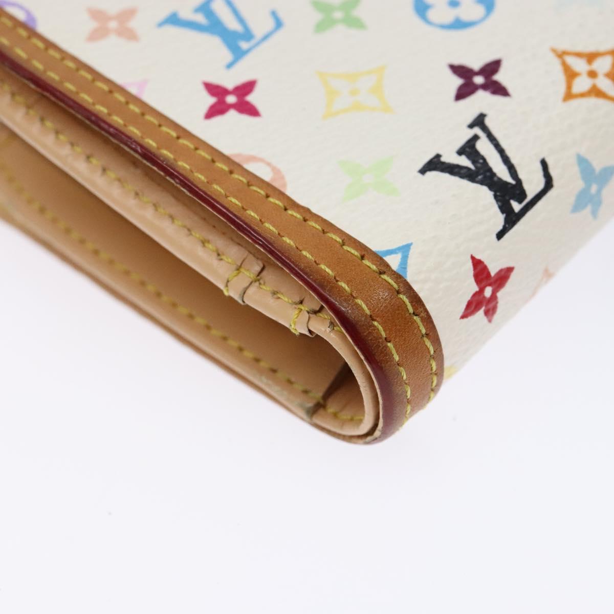 LOUIS VUITTON Multicolor Portefeuille Viennois Wallet White M92987 Auth 141553