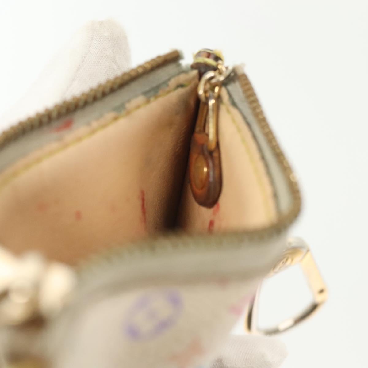 LOUIS VUITTON Multicolor Pochette Cles Coin Purse White M92655 LV Auth 141583