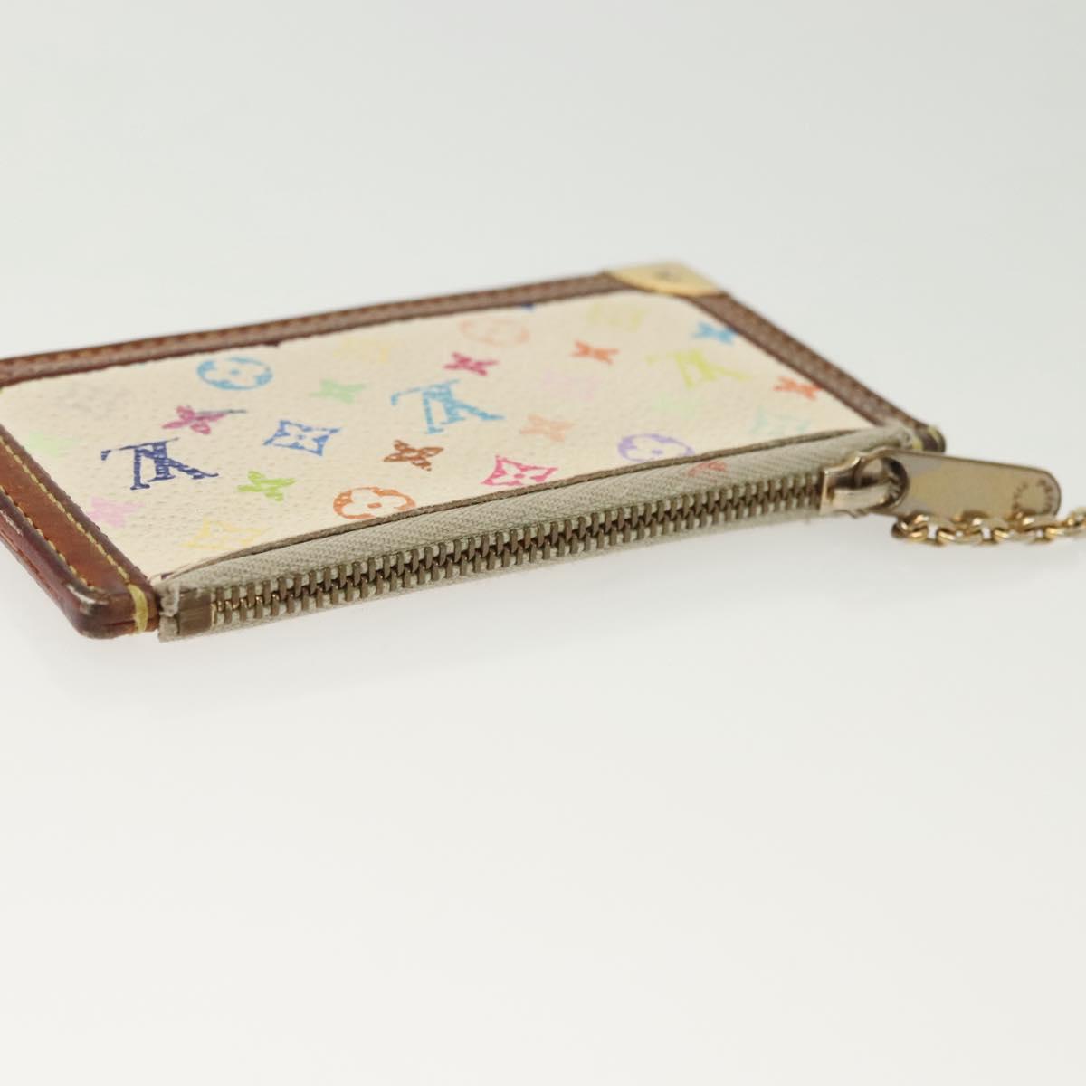 LOUIS VUITTON Multicolor Pochette Cles Coin Purse White M92655 LV Auth 141583
