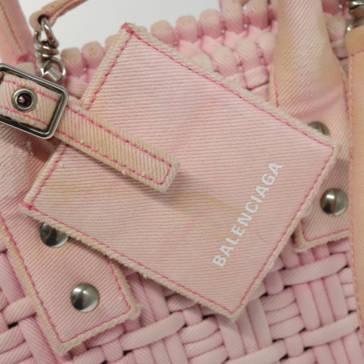 BALENCIAGA Bistro Hand Bag Enamel 2way Pink Silver 671342 Auth 141599