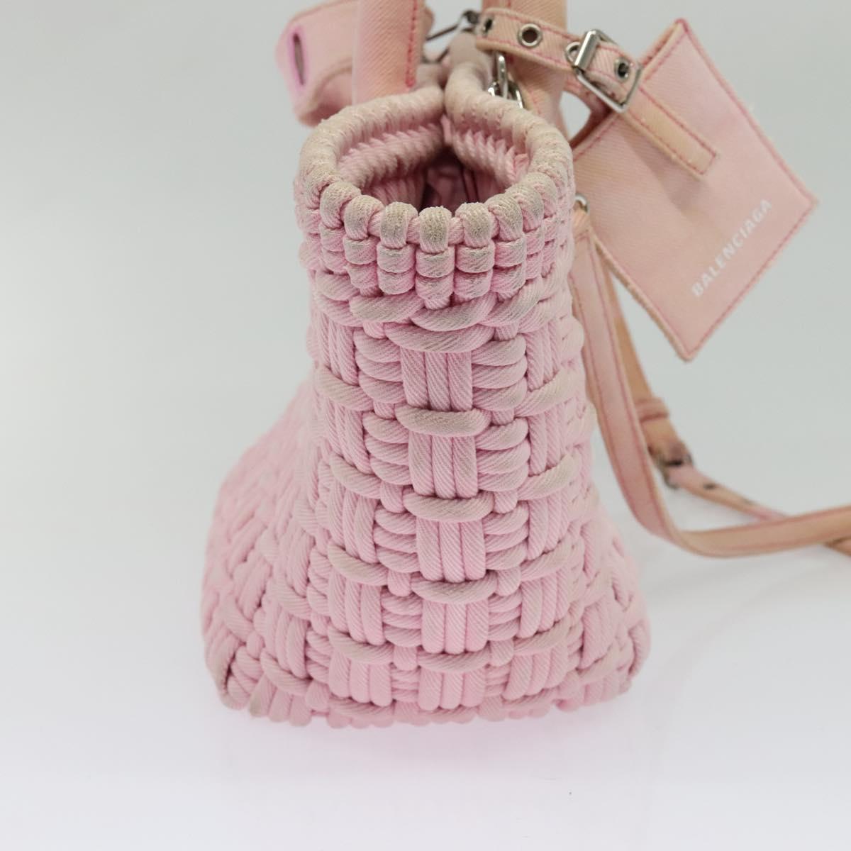 BALENCIAGA Bistro Hand Bag Enamel 2way Pink Silver 671342 Auth 141599