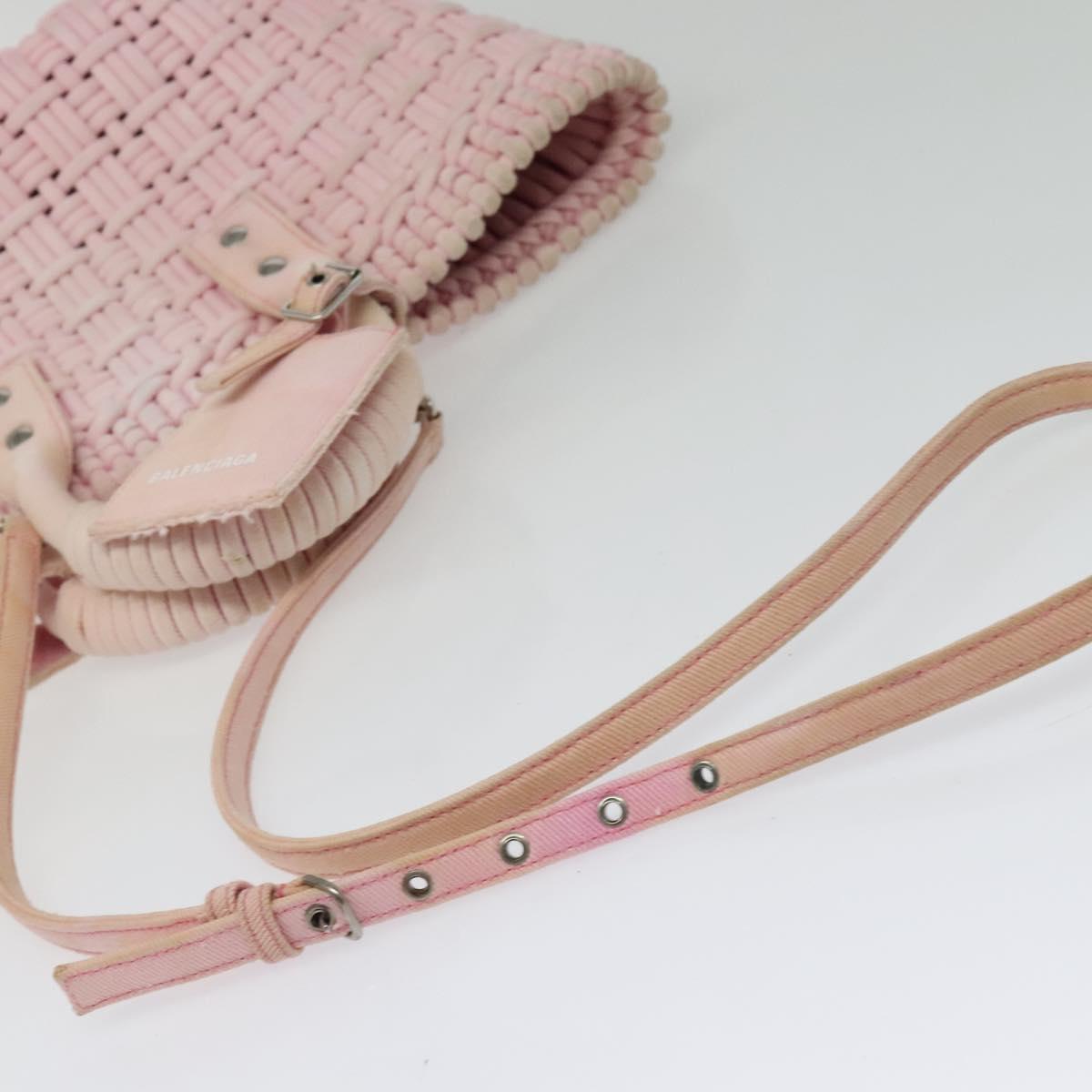 BALENCIAGA Bistro Hand Bag Enamel 2way Pink Silver 671342 Auth 141599