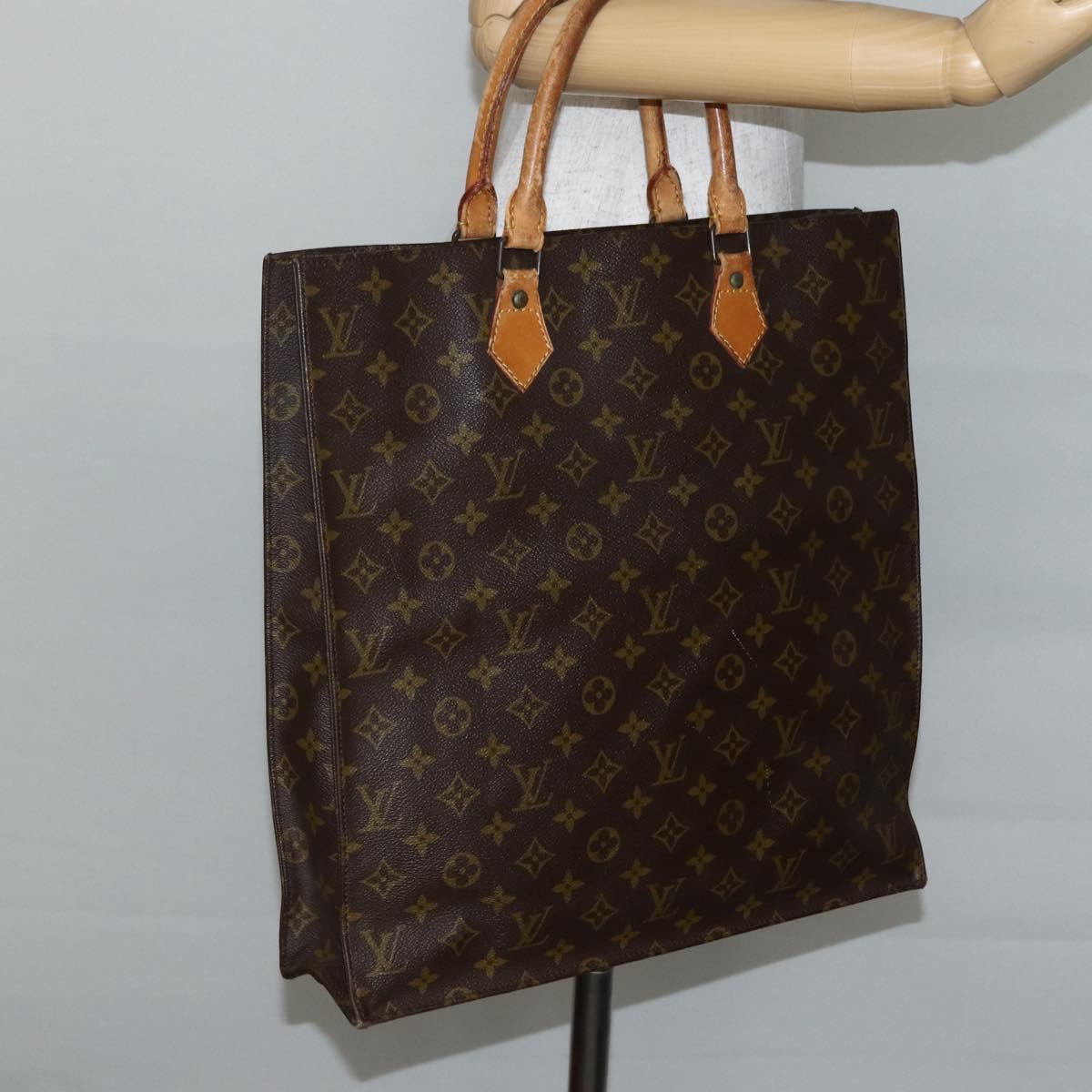 LOUIS VUITTON Monogram Sac Plat Hand Bag M51140 LV Auth 141606