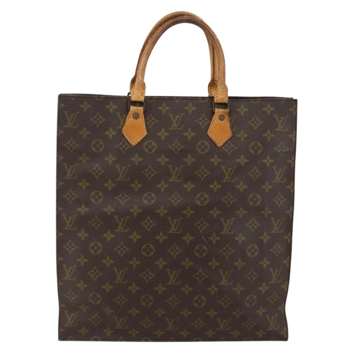LOUIS VUITTON Monogram Sac Plat Hand Bag M51140 LV Auth 141606