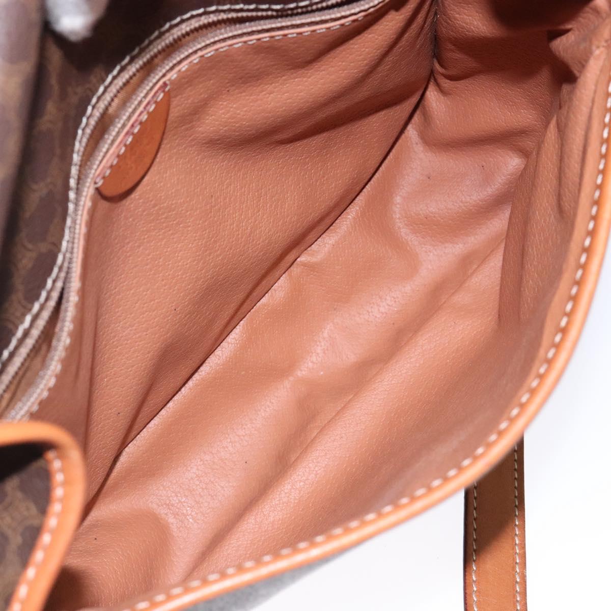 CELINE Macadam Canvas Circle Shoulder Bag PVC Leather Brown Gold Auth 141611