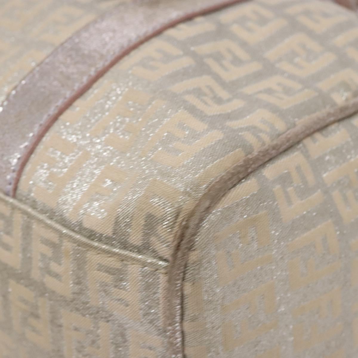 FENDI Zucchino Canvas Hand Bag Pink Gold Auth 141613