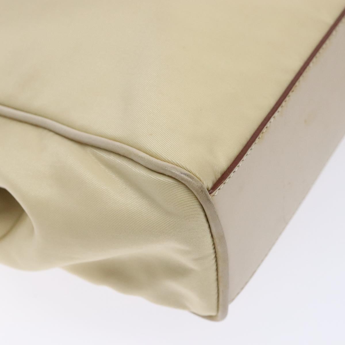 PRADA Hand Bag Nylon Beige Gold Auth 141616