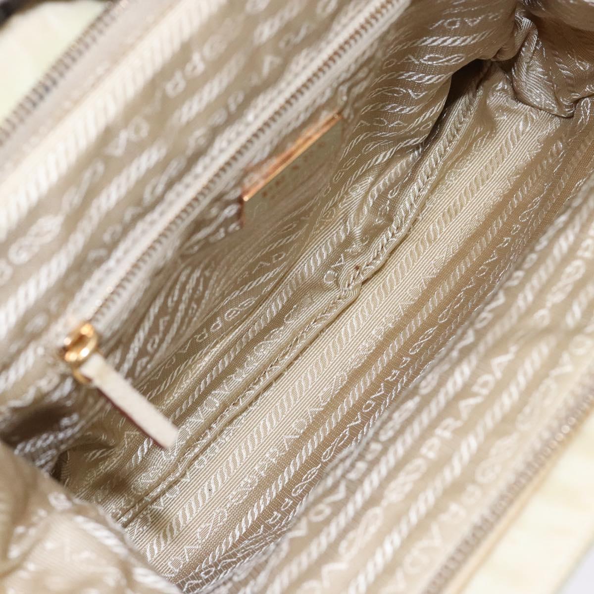 PRADA Hand Bag Nylon Beige Gold Auth 141616